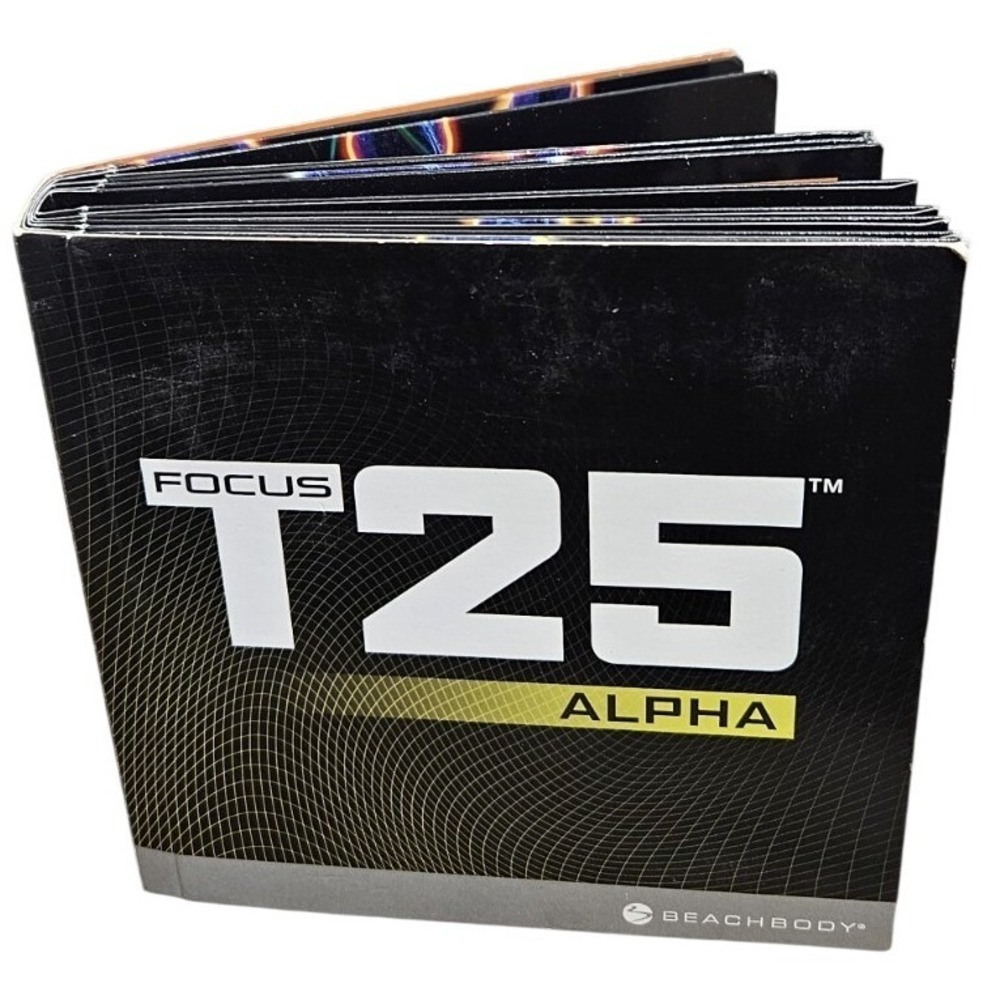 Beachbody Focus T25 Alpha Beta Workout DVD Set Shaun T Fitness Black Sleeves